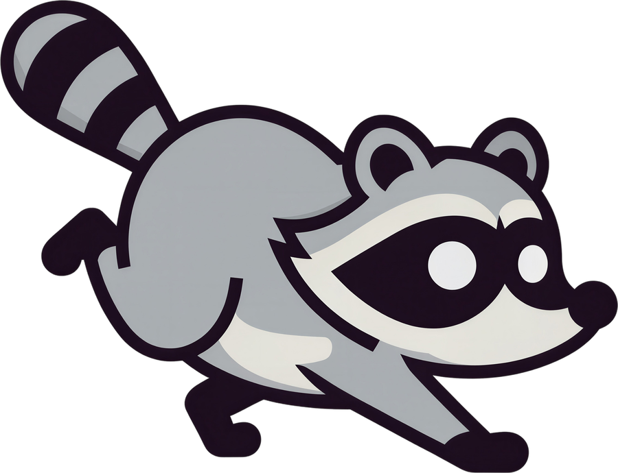 Jimothy, a raccoon, mid-run